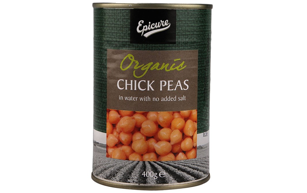 Epicure Organic Chick Peas, In water with no added salt   Tin  400 grams